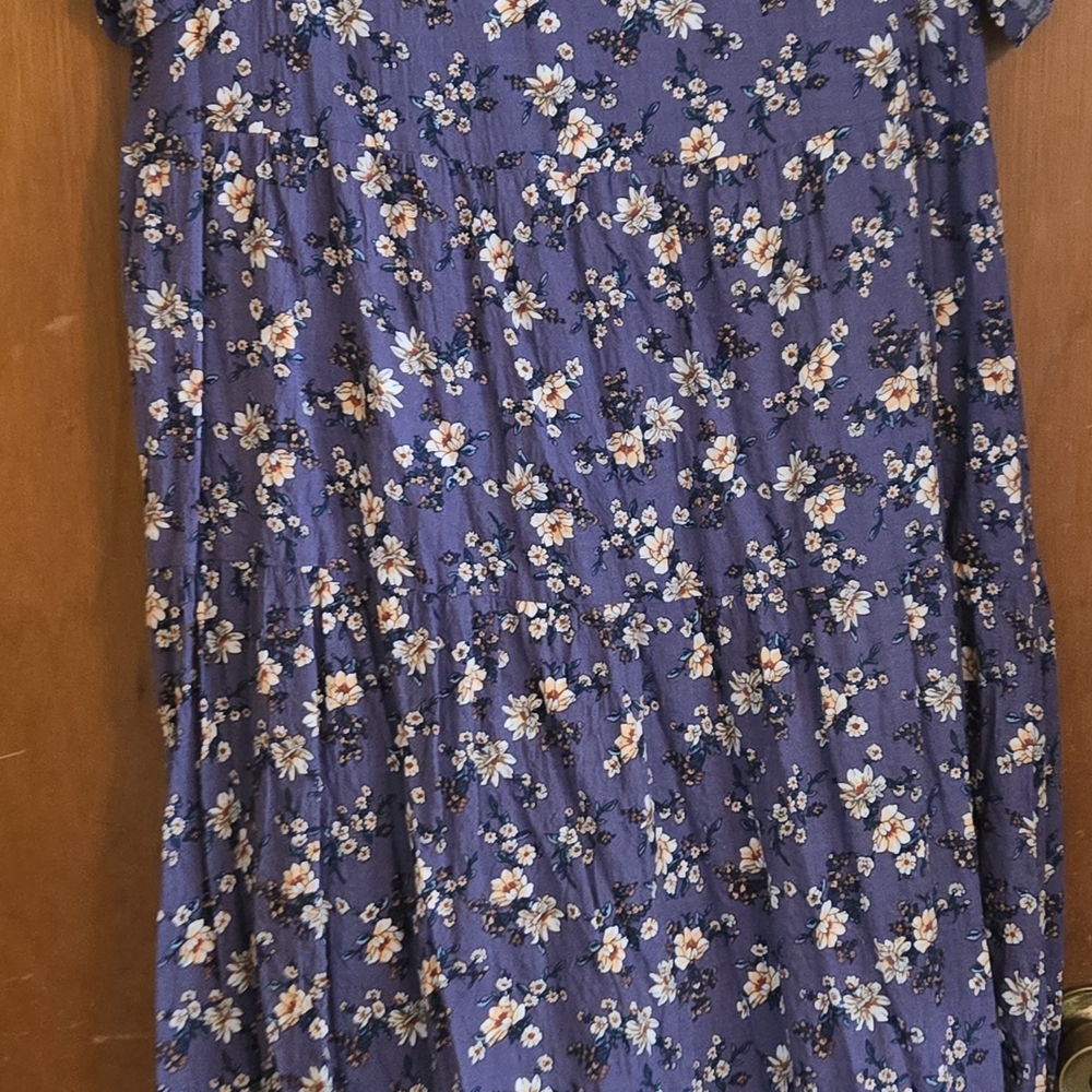 Cracker Barrel Blue Floral Maxi Dress